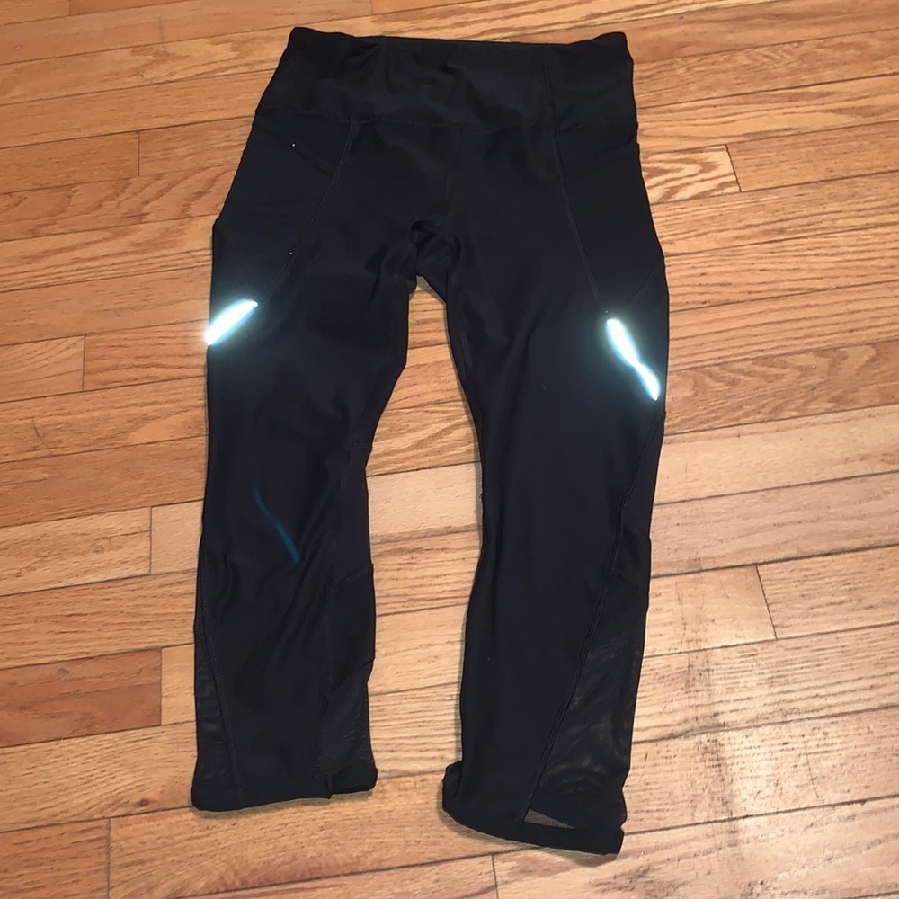 Black half legged leggings with see through side